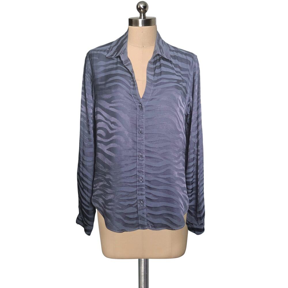 Cloth + Stone Anthropologie Texture Animal Print Button Up Shirt Blouse S